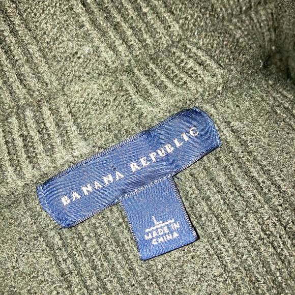 Banana Republic Merino Wool Mockneck Sweater Deep Army Green Men’s Unisex Large - Picture 8 of 8